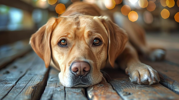 Large Brown Dog Resting on Grass Field