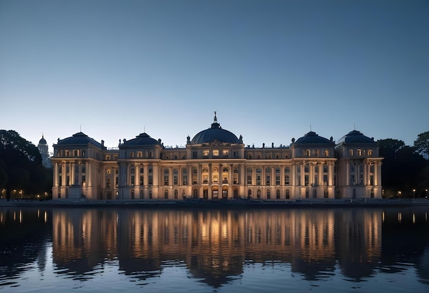 Photo a large building with a large building in the background