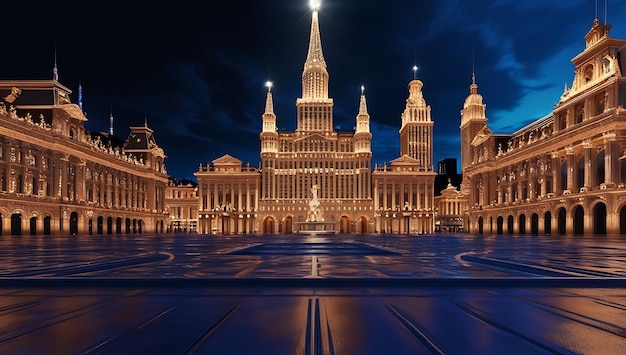 Photo a large building with a large fountain in front of it