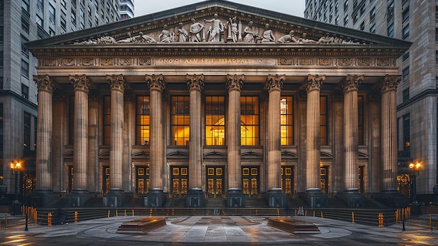 a large building with a large statue in front of it