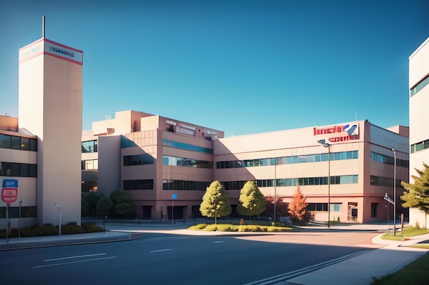 A large building with a sign that says'best airlines'on it