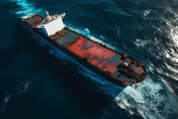 Large cargo ship sailing in the sea tanker ship