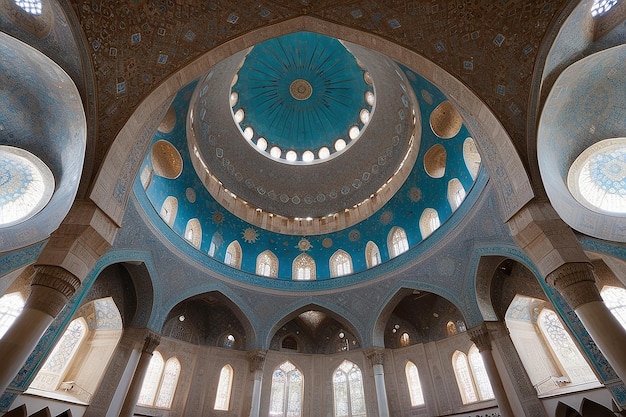 Photo large central dome mosque with four minarets