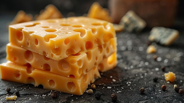 Large Cheese Slices Laid Flat Photographed from Above