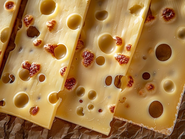 Large Cheese Slices Laid Flat Photographed from Above