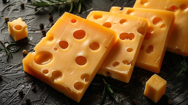 Large Cheese Slices Laid Flat Photographed from Above