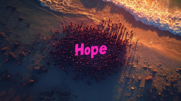 Photo a large circle of pink letters that say hope in pink on the bottom