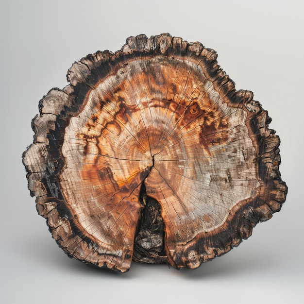 Photo a large circular piece of wood with a distinct pattern of rings and growth rings indicating it is likely a piece of tree bark