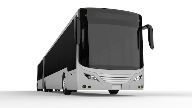 A large city bus with an additional elongated part for large passenger capacity during rush hour or transportation of people in densely populated areas. Model template for placing your inscriptions