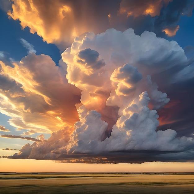 a large cloud that is over a field