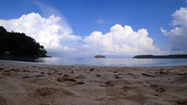 Large clouds hovered over the island and the sea