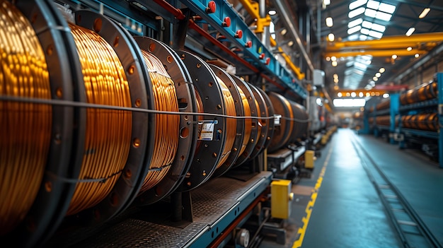 a large coil is being loaded into a large warehouse