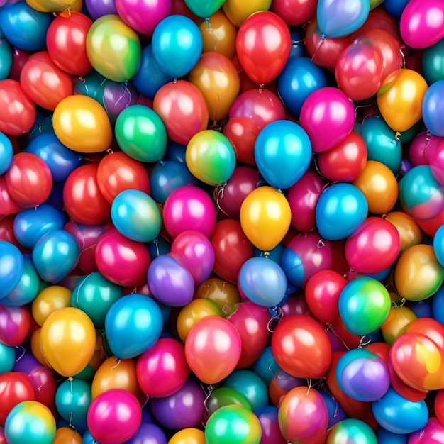 a large collection of colorful balls with a red one that says  happy birthday