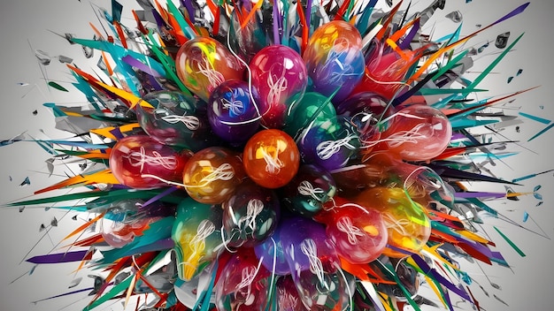 a large colorful candy ball is filled with candy eggs