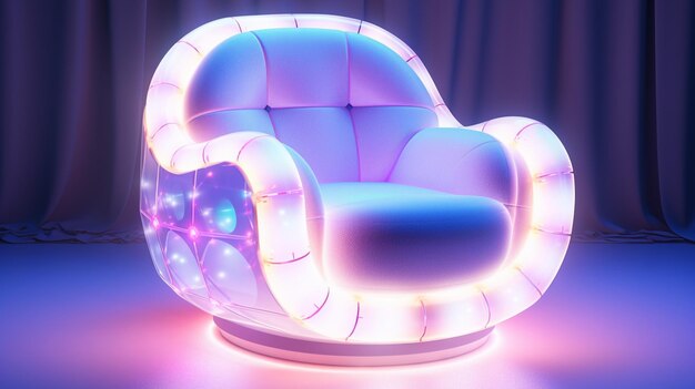 Photo a large colorful curved curved sofa with a glowing design