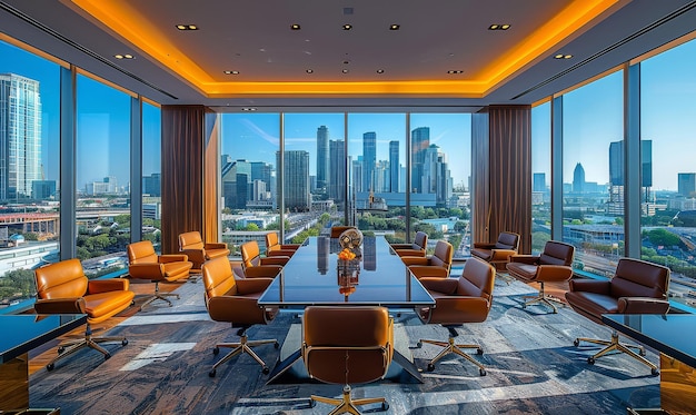 a large conference room with a large glass wall that has a large window that says quot conference qu