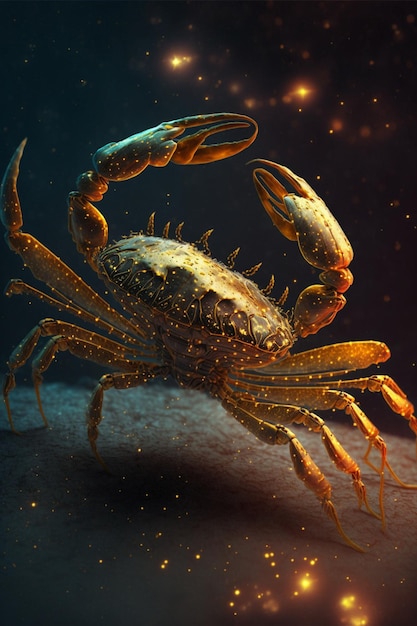 Large crab sitting on top of a sandy beach generative ai