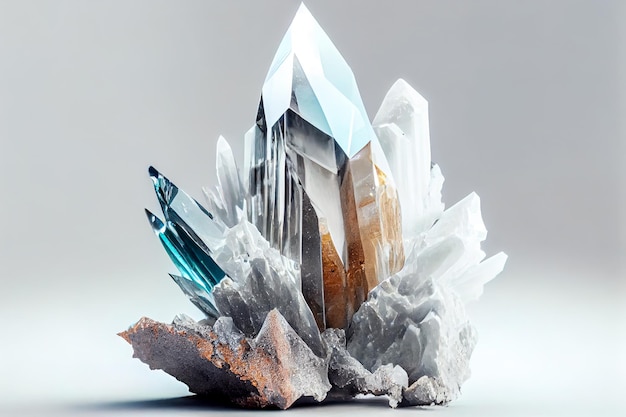 Large crystal on a white background Generative AI Generative AI