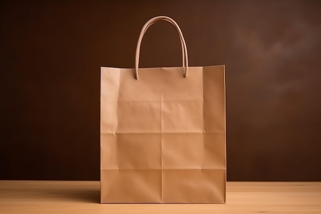 Large disposable brown kraft paper bag with handles