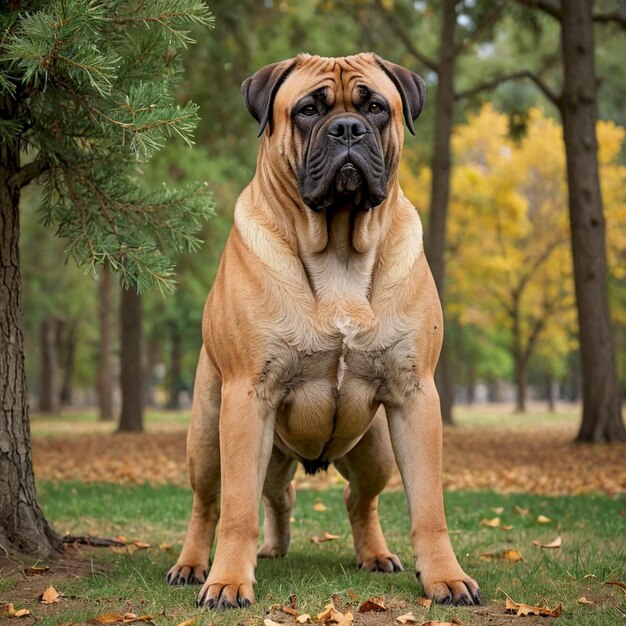 Photo a large dog with a large belly standing in the grass