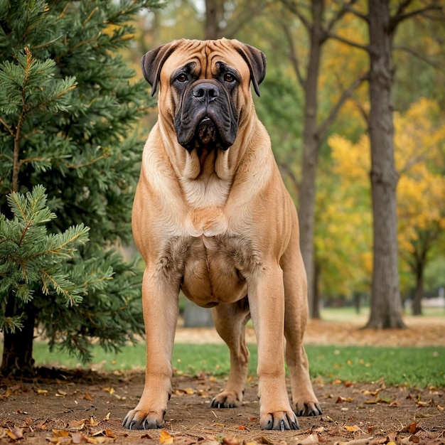 Photo a large dog with a large belly standing in the grass