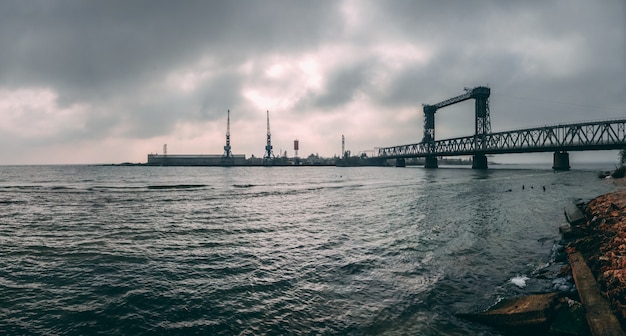 Large drawbridge in Zatoka, Ukraine