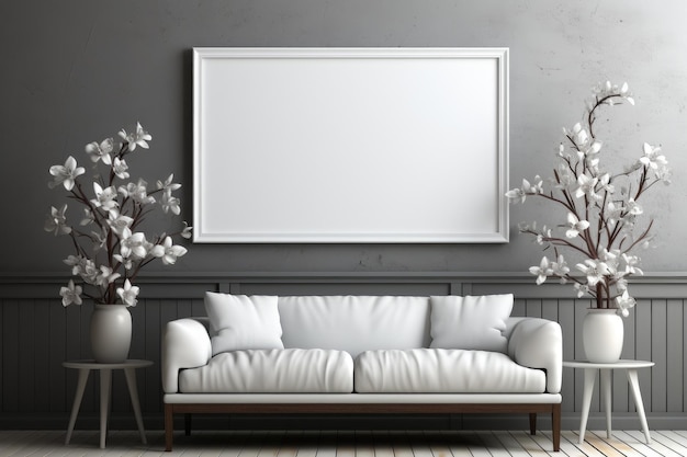 Large empty mockup frame Luxurious and minimalist room decoration