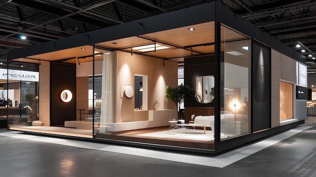 large exhibition booth in nordic style Simply decorated With minimalist furniture