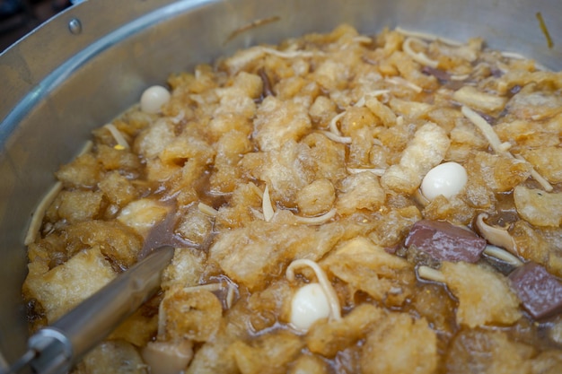 Large fish maw soup, Thai traditional soup with bamboo shoot, maw fish in the big boil bot.