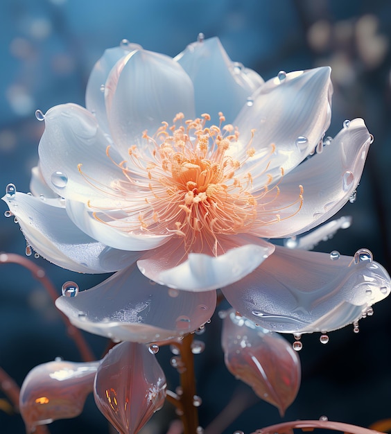 a large flower with water droplets on it in the style of minimal