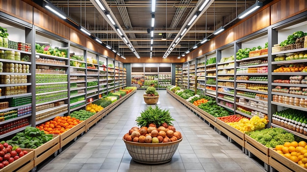 a large fruit and vegetable section in a grocery store