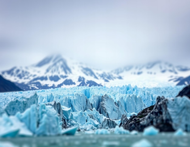 Photo a large glacier with a lot of ice in the background