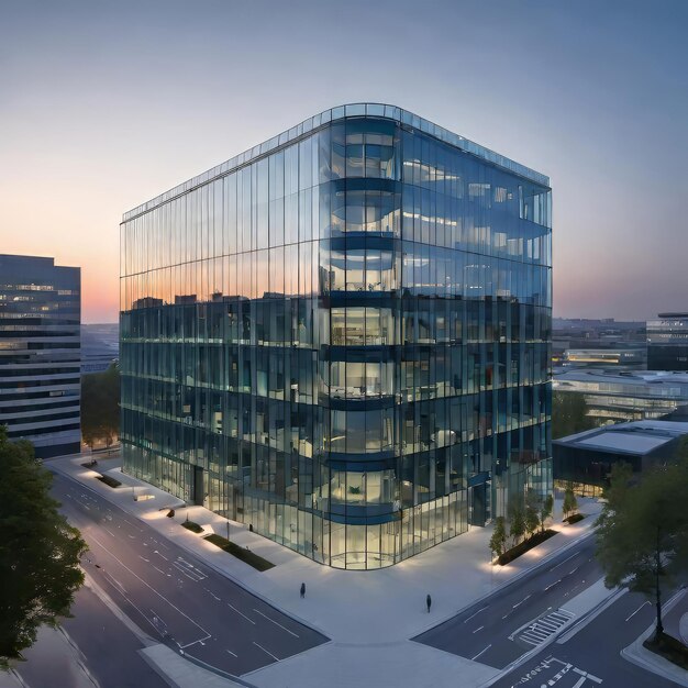 a large glass building with the word quot glass quot on it