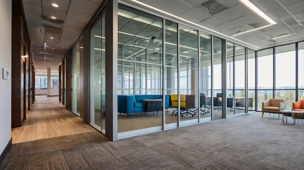 Photo a large glass wall with a sign that says  conference