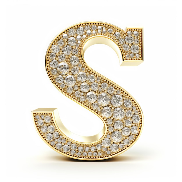 Photo a large gold letter s that is on a white background