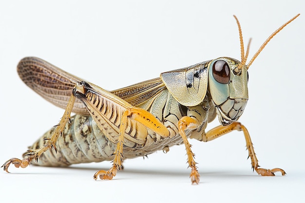 Photo a large grasshopper with a face and eyes