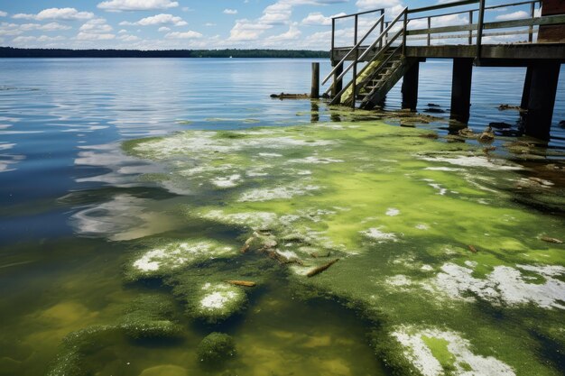 Large Green Algae Bloom Seen In Body Of Water