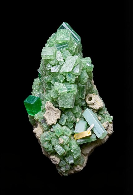 Photo a large green quartz stone with green and yellow gems on it