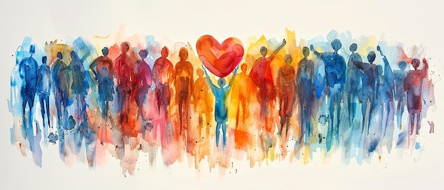 Large Group of Diverse People with Heart in Hand