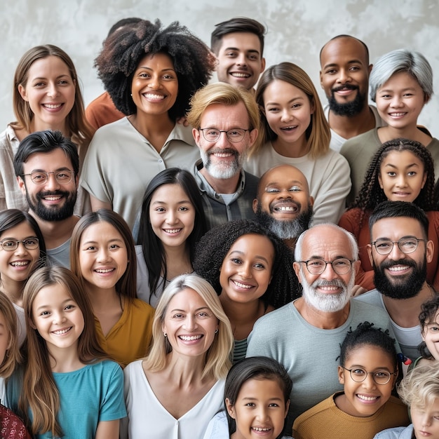 Large group of happy multiethnic and multigeneration people