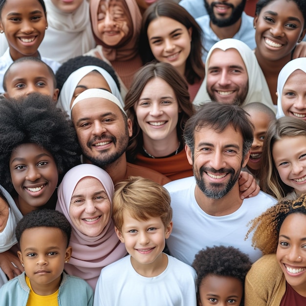 Large group of happy multiethnic and multigeneration people