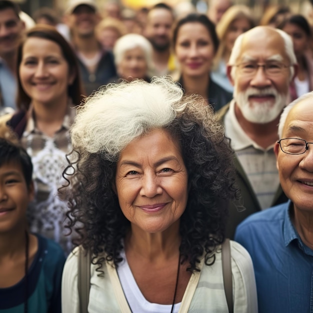 Large group of happy multiethnic and multigeneration people