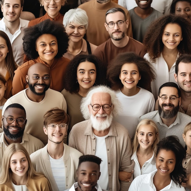 Large group of happy multiethnic and multigeneration people