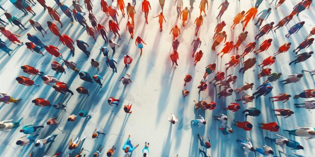 Large group of people walking in the city