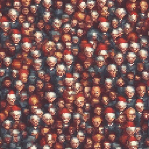 a large group of people with faces like men and women