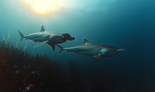 a large group of sea animals swimming in a coral reef