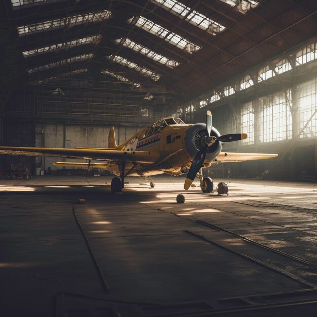 Large hangar with airplanes inside