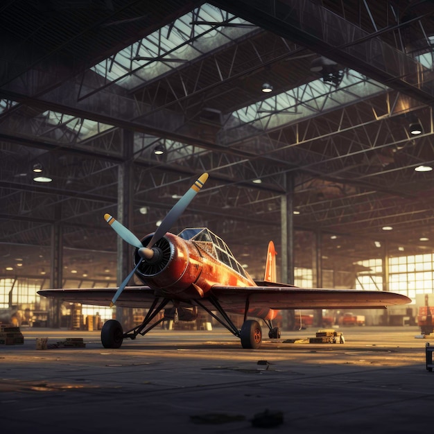 Large hangar with airplanes inside