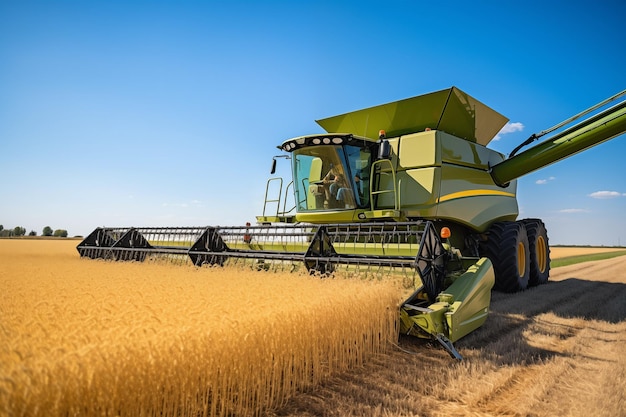 Large harvester combine harvesting grain in summer Generative AI