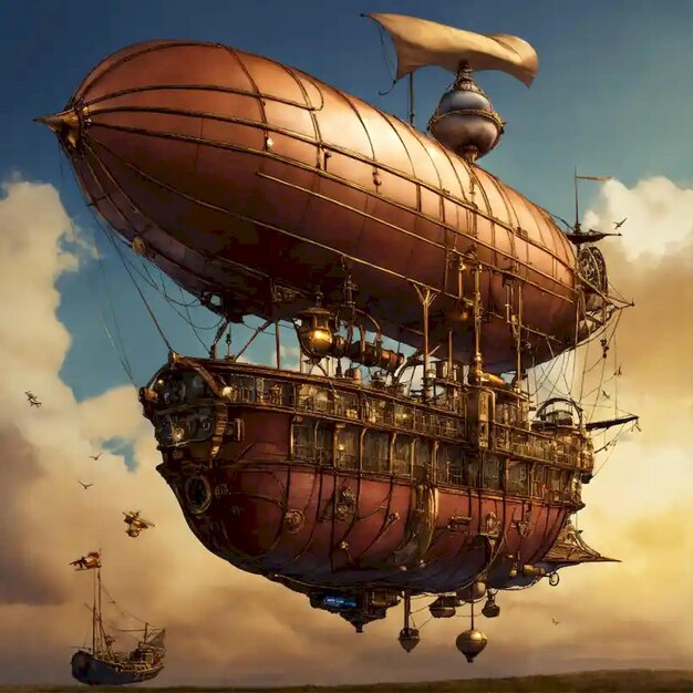 Photo a large hot air balloon with a boat on it